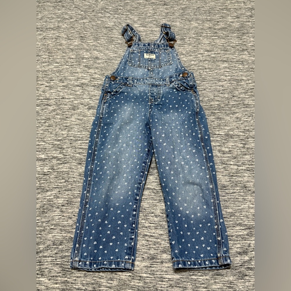 Oshkosh Girls 4T Overalls Denim with Hearts